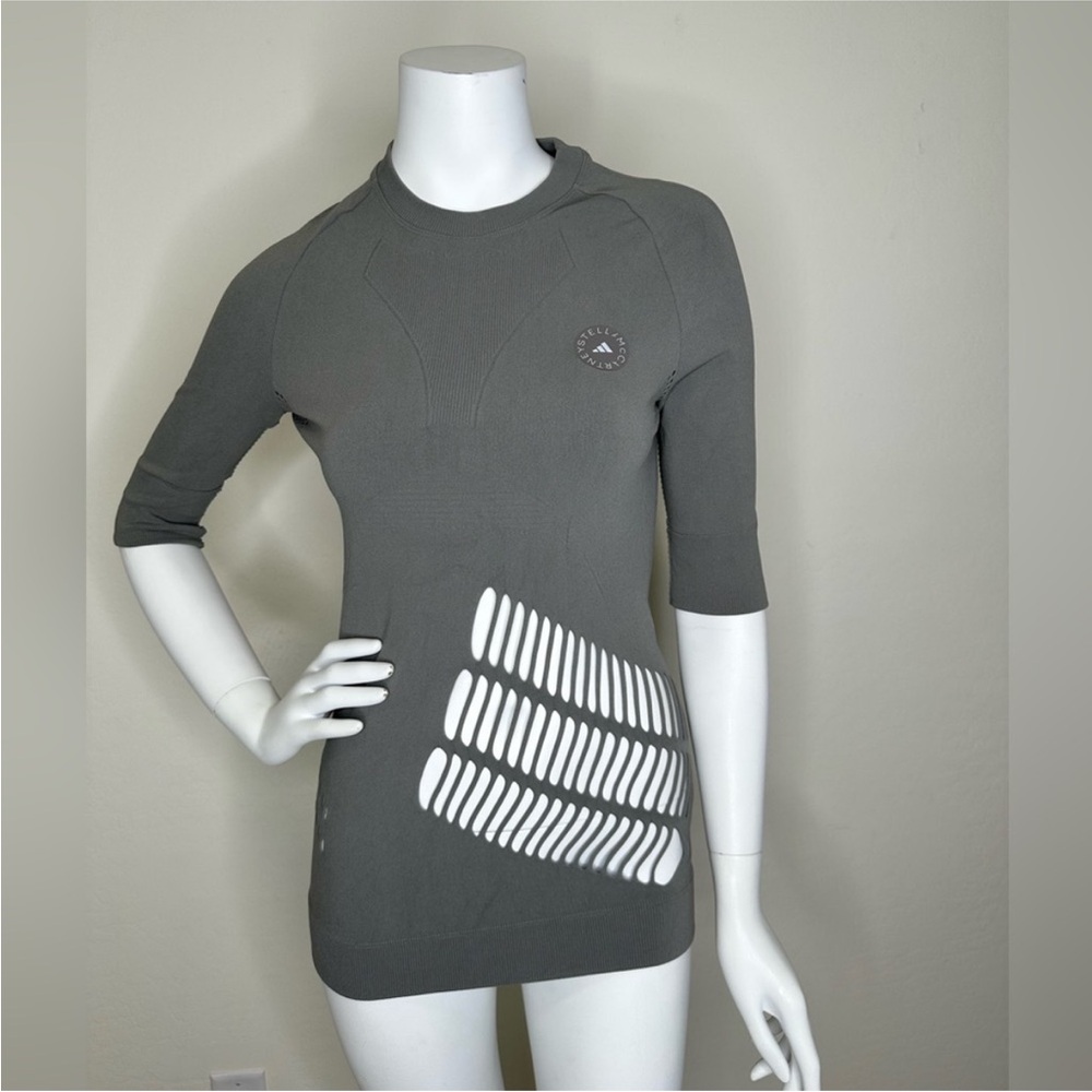 STELLA MCCARTNEY X ADIDAS GREY CUT OUT STRETCH ATHLETIC TOP M NWOT